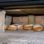 Blick zum Brot im Holzofen beim Bauernhofmuseum