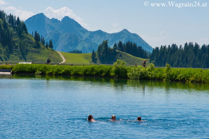 Wagrainis Grafenberg - Abkühlung beim Schwimmen im See